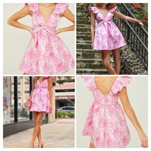 NEW Altar'd State Jacquard Pink Dres L Bloggers Fav Romantic Feminine Prom Party